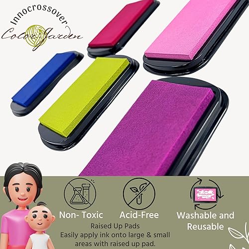 Miniatura 2 de Almohadilla de tinta lavable, sellos para niños, manualidades para niños, kit de huellas de patas, kit de huellas de bebé, almohadillas para sellos