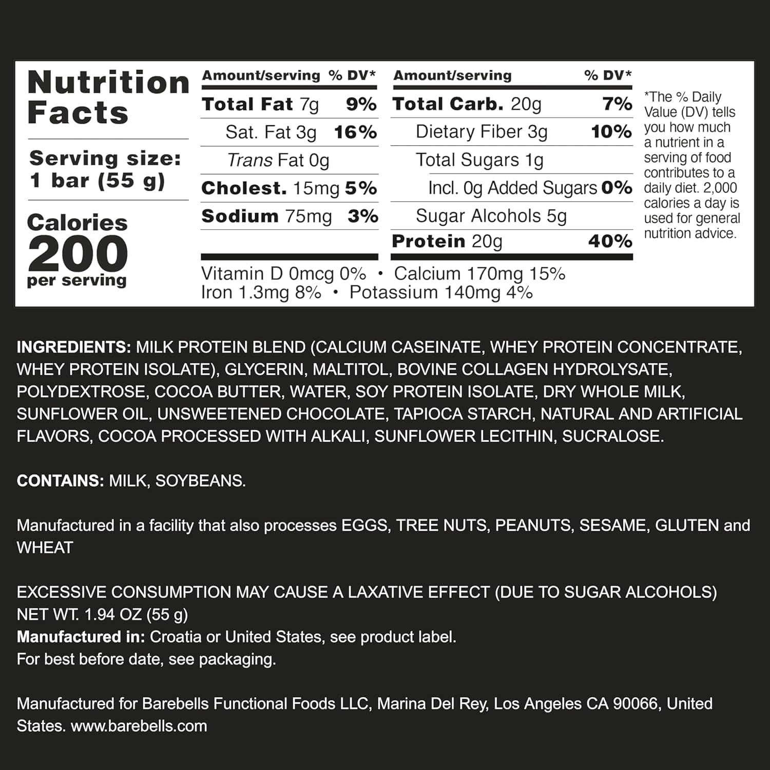 Barebells Protein Bars - Protein Snas with High Protein - Chocolate