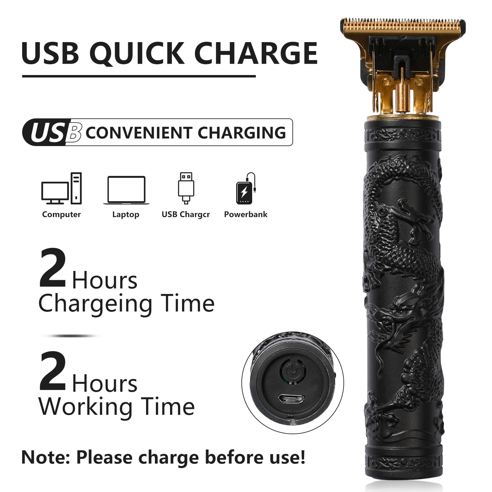 Hair Clipper with Earpick Accessories, Professional Cordless Hair Trimmer - Image 3