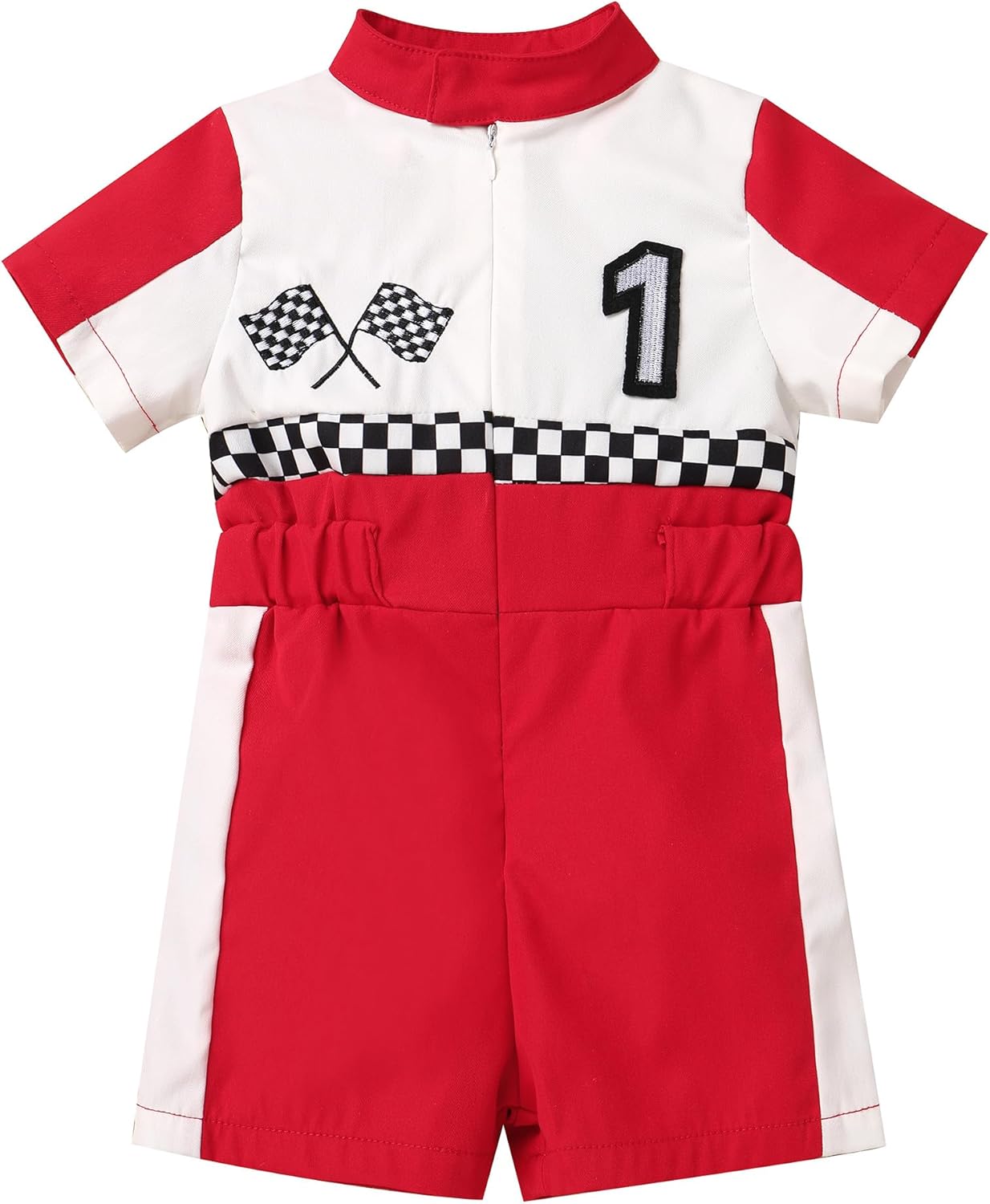 IBTOM CASTLE Baby Race Car Driver Outfit Boys Girls 1st 2nd Birthday Cake Smash Photoshoot Clothes Short Sleeve Racer Romper