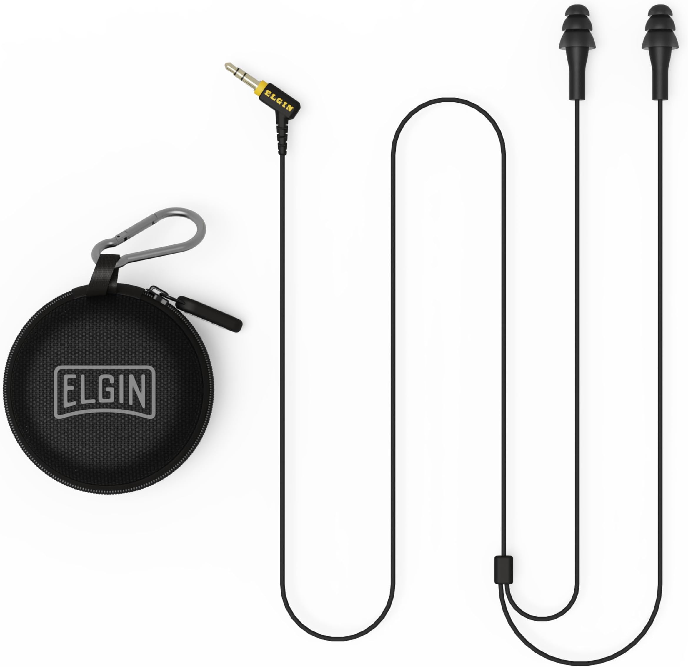 Elgin Ruckus Earplug Headphones, ANSI Certified 25dB Noise Reduction, IP65 Rated for Dust and Water Resistance, Ideal for Construction and Outdoor Work, Durable Kevlar-Reinforced Cables, Stealth Black