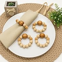 Vista 10 de Juego de 6 servilleteros de madera con cuentas de madera Servilleteros de madera rústica para decoración de mesa Servilletero de LEBEJUA hecho a