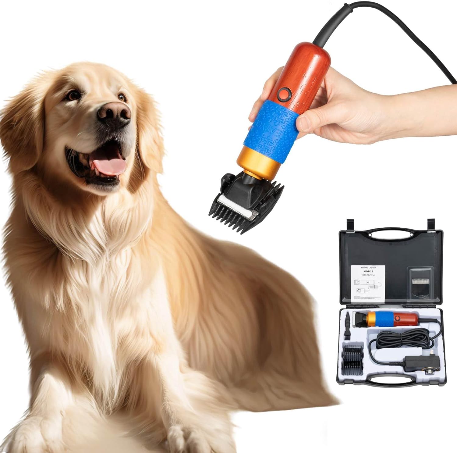 10ft Electric Sheep Shears, 36W Animal Clippers with Cord & Spare Blades, Low-Noise & Safe Design for Sheep, Dog, Cat, Goat, Alpaca, Horse, Rabbit Grooming, Farm and Home Use