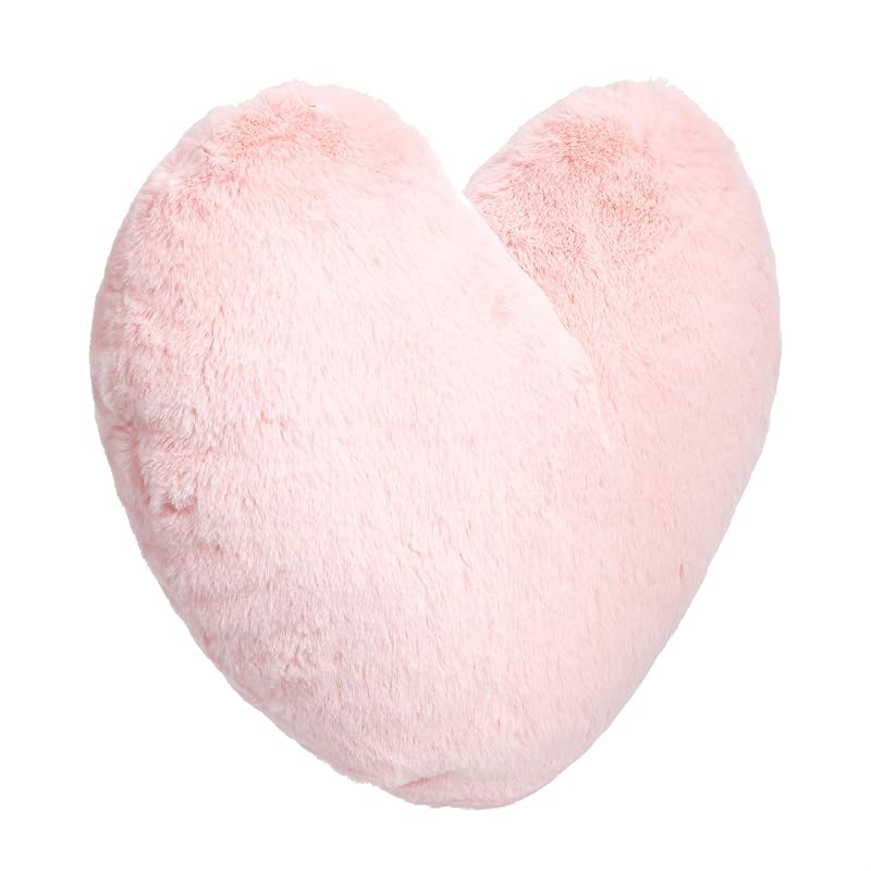 Amazon Basics Almohada decorativa para dormitorio, decoración de habitación, diseño de corazón rosa para niños, 10,5 x 4 pulgadas
