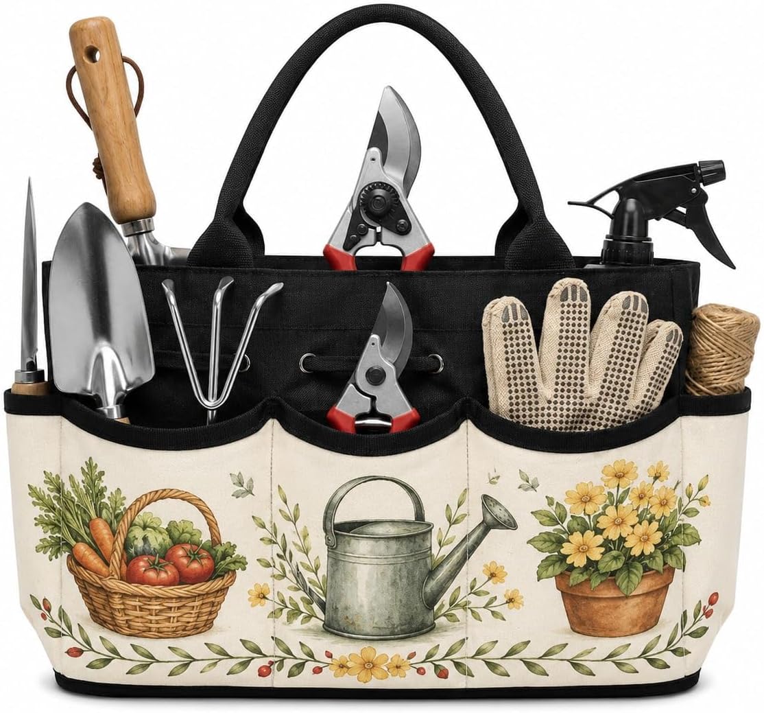 Watering Can Watercolor Garden Tool Bag Organizer for Patio in Spring