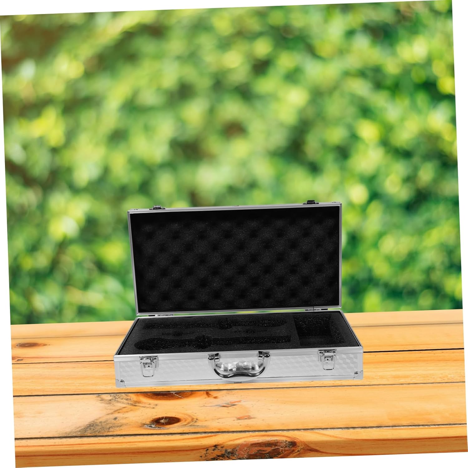 Lightweight Aluminum Alloy Storage Box with Shockproof Foam Ergonomic Handle for Ktv Performance Protects Two Mics with Enhanced Impact Resistance