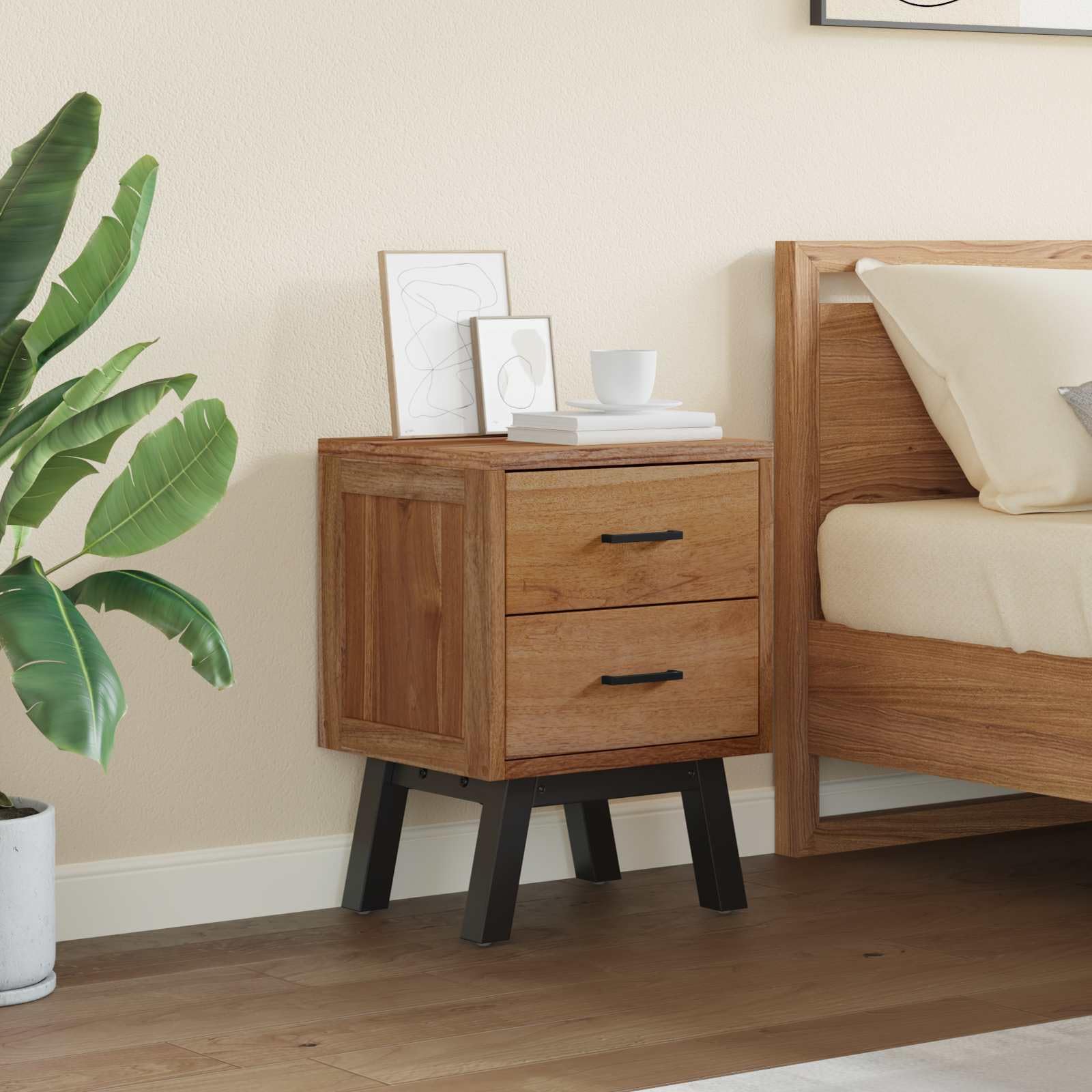 Table de Chevet en Bois pour une Chambre Ambiance Vintage Industrielle