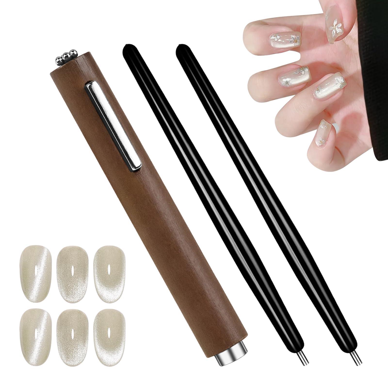 3Pcs Cat Eye Nail Magnet Magnetic Pen Tool Sets 3 In 1 Multifunctional Powerful Magnetic Cat Eye Gel Nail Polish Steel Ball Suction Art Design