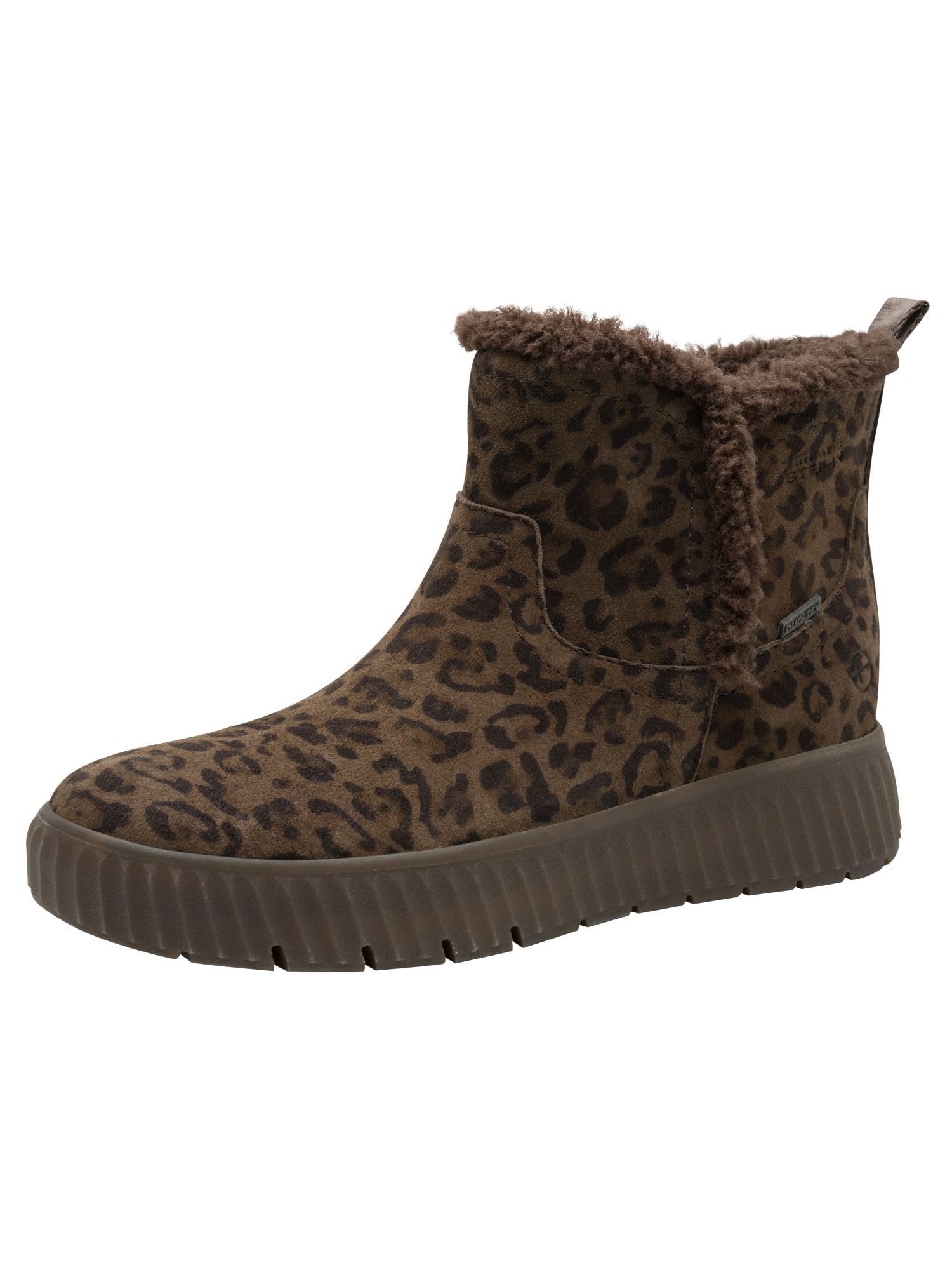Tamaris Comfort Women’s Step-In Leather Ankle Boots Lined, Dark Leopard, 6,5 UK