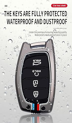 Miniatura 7 de ontto Funda para llavero Hyundai de 4 botones, carcasa de metal, protector de llave de silicona antiarañazos, compatible con Hyundai, Elantra,