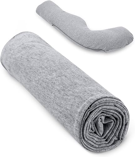 Momcozy Momcozy - Funda de almohada de embarazo en forma de J, funda de almohada corporal extraíble, suave y lavable a máquina, funda de repuesto