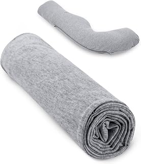 Momcozy Pregnancy Pillow Cover J Shaped, Pregnancy Body Pillowcase Removable, Soft & Machine Washable Replacement Cover Fits Momcozy J-Shaped Pregnancy Pillows, Grey