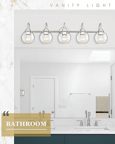 Vista 78 de AD-22280-2W-SN - Lámpara de tocador de baño de 2 luces, níquel cepillado con pantalla de vidrio transparente, luz de tocador de baño de granja sobre