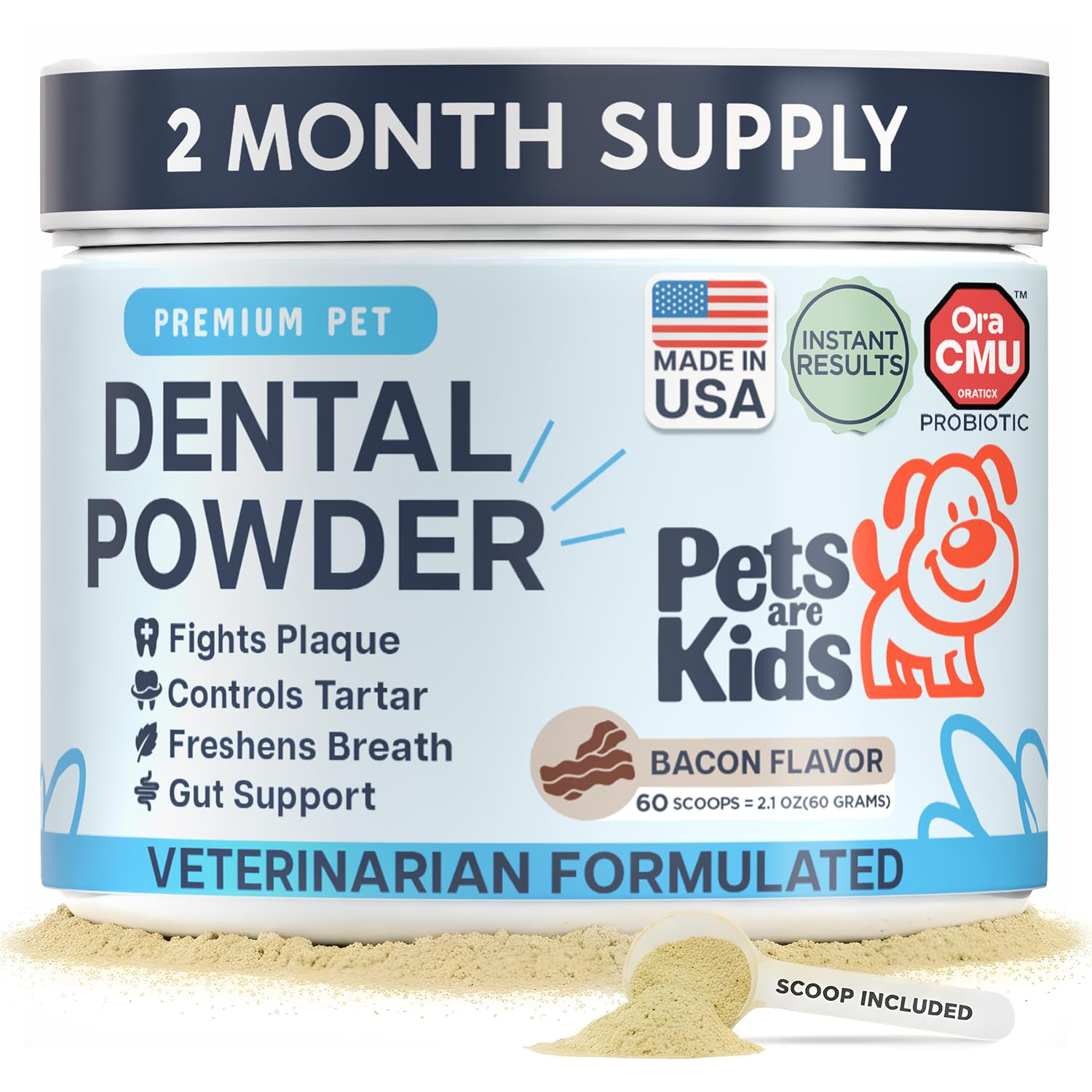 Pets are Kids Dog Dental Powder for Fresh Breath – Targets Tartar &amp; Plaque