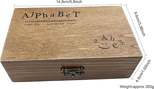 Miniatura 2 de Becho 70 sellos del alfabeto, juego de sellos vintage de goma de madera con números y símbolos para artes, manualidades, fabricación de tarjetas, etc