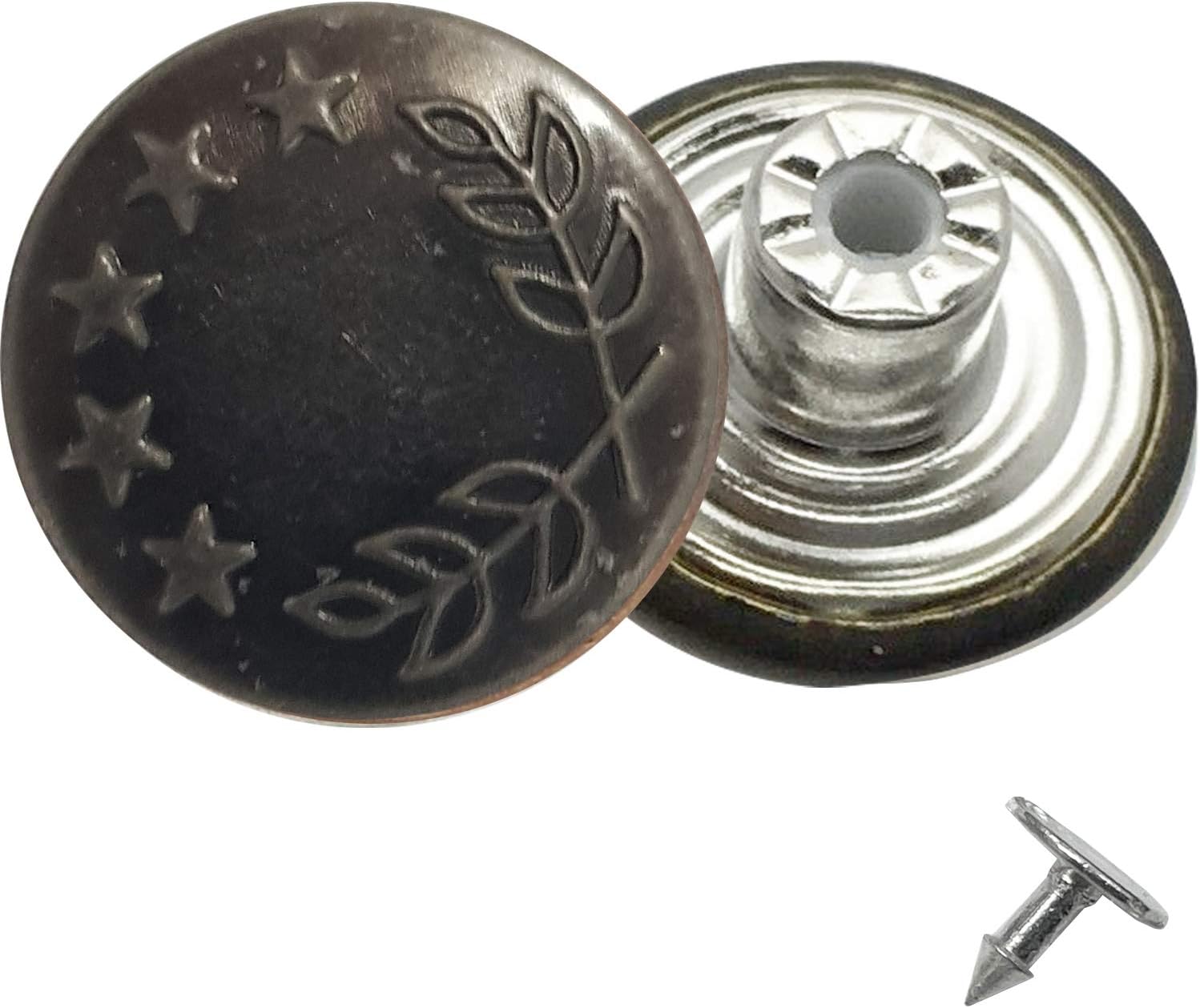 Trimming Shop 8 x Jeans Stud Buttons 17mm Wide Jeans Stud Buttons