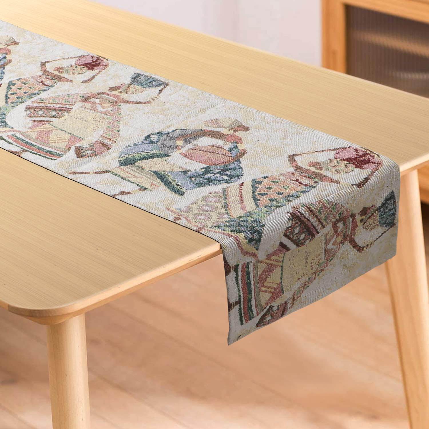 HOKIPO Cotton Jacquard Dining Table 6 Seater Runner, 12x52 Inches (NEW-IN-531-D3)-image-16