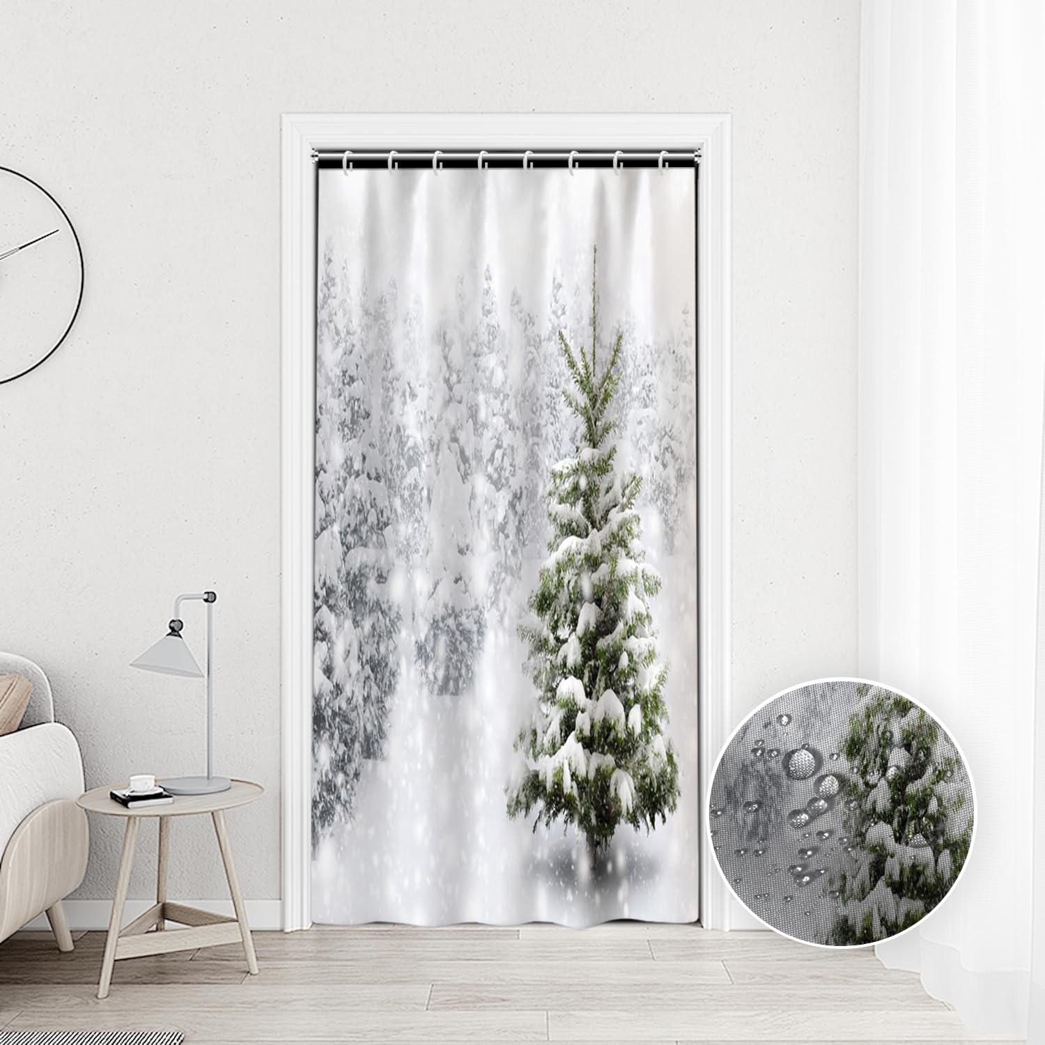 DORCEV 48x72inch Winter Natural Landscape Shower Curtain Sets Snow Covered Pine Forest Glitter Spectacular View Decor Bathtubs Bathroom Curtain for