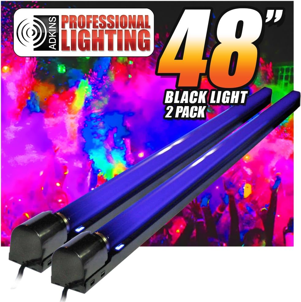 Two 48" Black Light with Tube & Fixture - 2-Pack