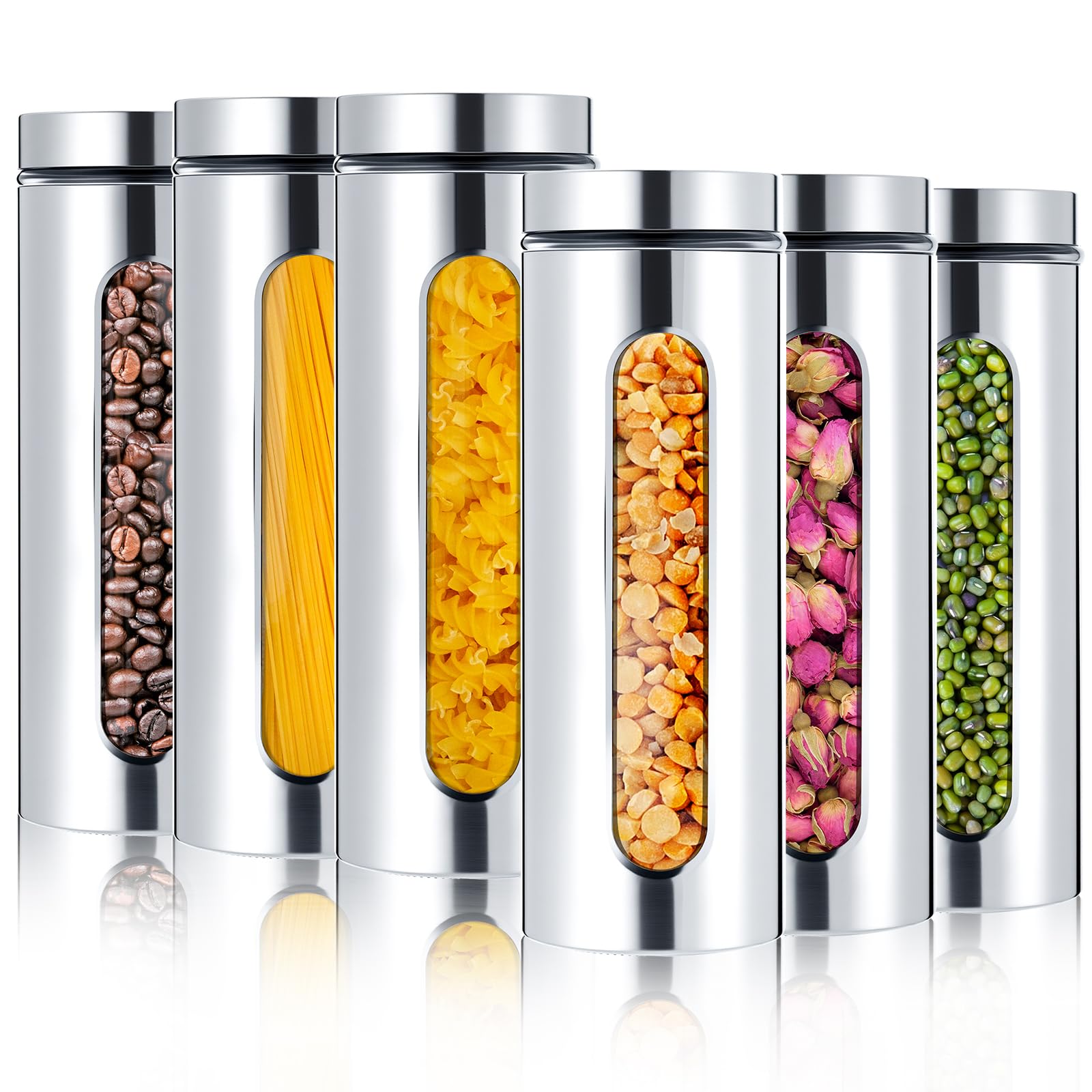 Photo 1 of Mimorou 6 Pack 60 oz Stainless Steel Kitchen Canisters, Silver