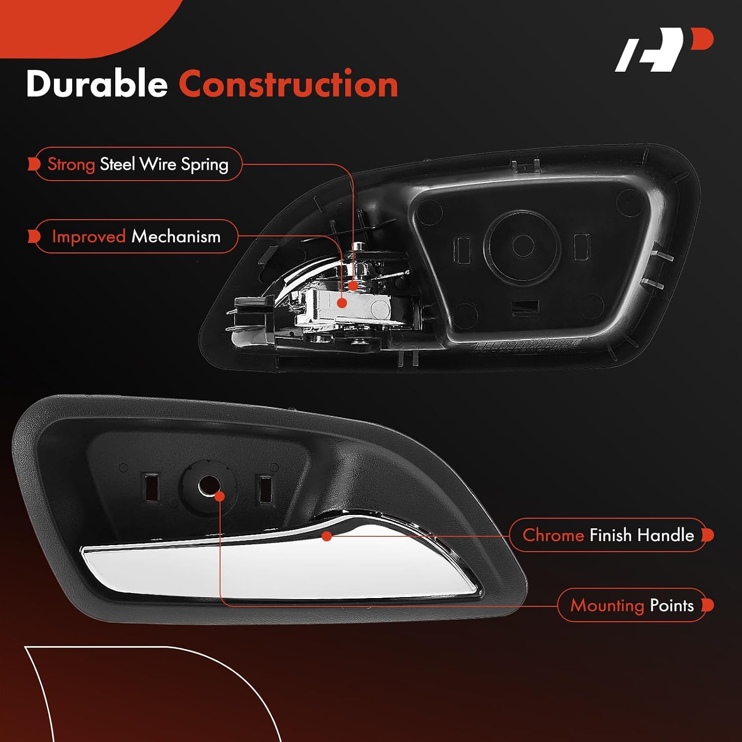 A-Premium Front or Rear Right Passenger Side Interior Door Handle Compatible with Chevrolet Cruze 2011-2015, Cruze Limited 2016, Black Housing with Chrome Lever, Replace# 95213026