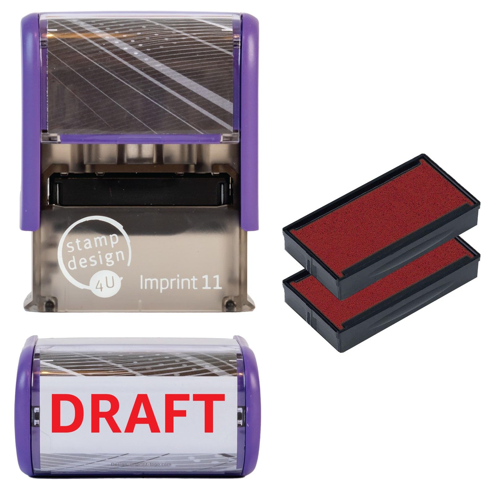 Draft Self Inking Rubber Stamp for Stamping Your Draft Documents - Red Draft Stamp with 2 Extra Inkpad