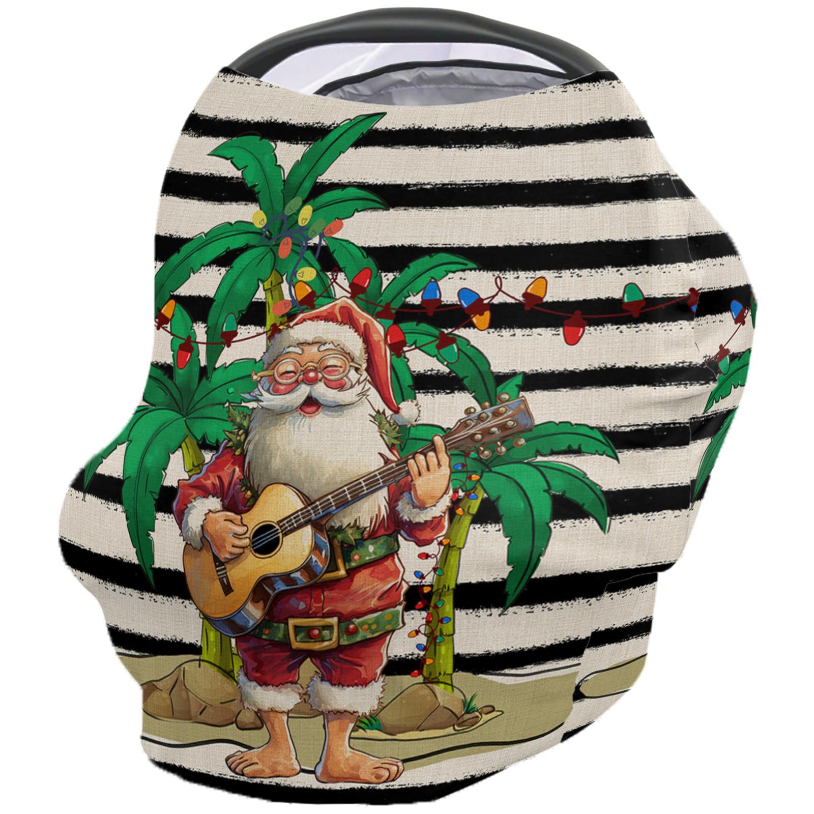 Nursing Cover for Breastfeeding Scarf, Christmas Palm Tree Black White Stripe Baby Car Covers Super Soft Multi Use for Canopy Shopping Cart Cover Blanket Stroller Cover