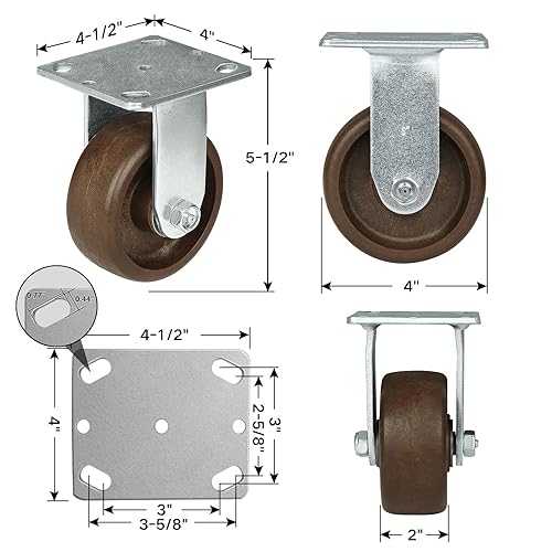 Miniatura 2 de Ruedas resistentes de 4 pulgadas, ruedas de alta temperatura, ruedas industriales con gran capacidad de 800 libras, rango de temperatura -40F a