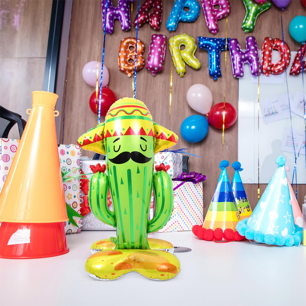 4 Stück Kaktus Folienballons aus Aluminiumfolie Grün für Partydeko