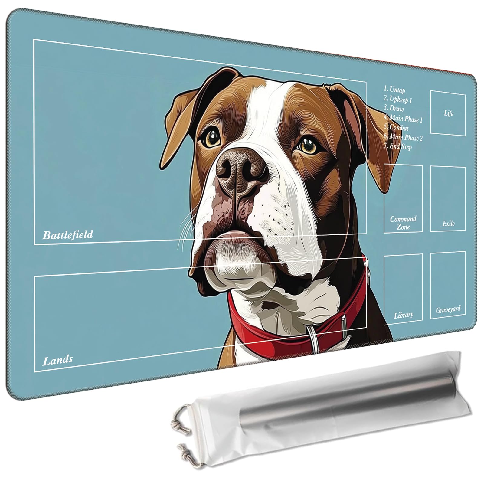 Cdkfxjy MTG Playmat with Magic Zone 27.5 x 15.7in Includes Storage Bag,TCG Playmat with Soft Surface Premium Non-Slip Rubber Backing Stitched Edges Durable Gaming Mat,Pit Bull Terrier โ image 1