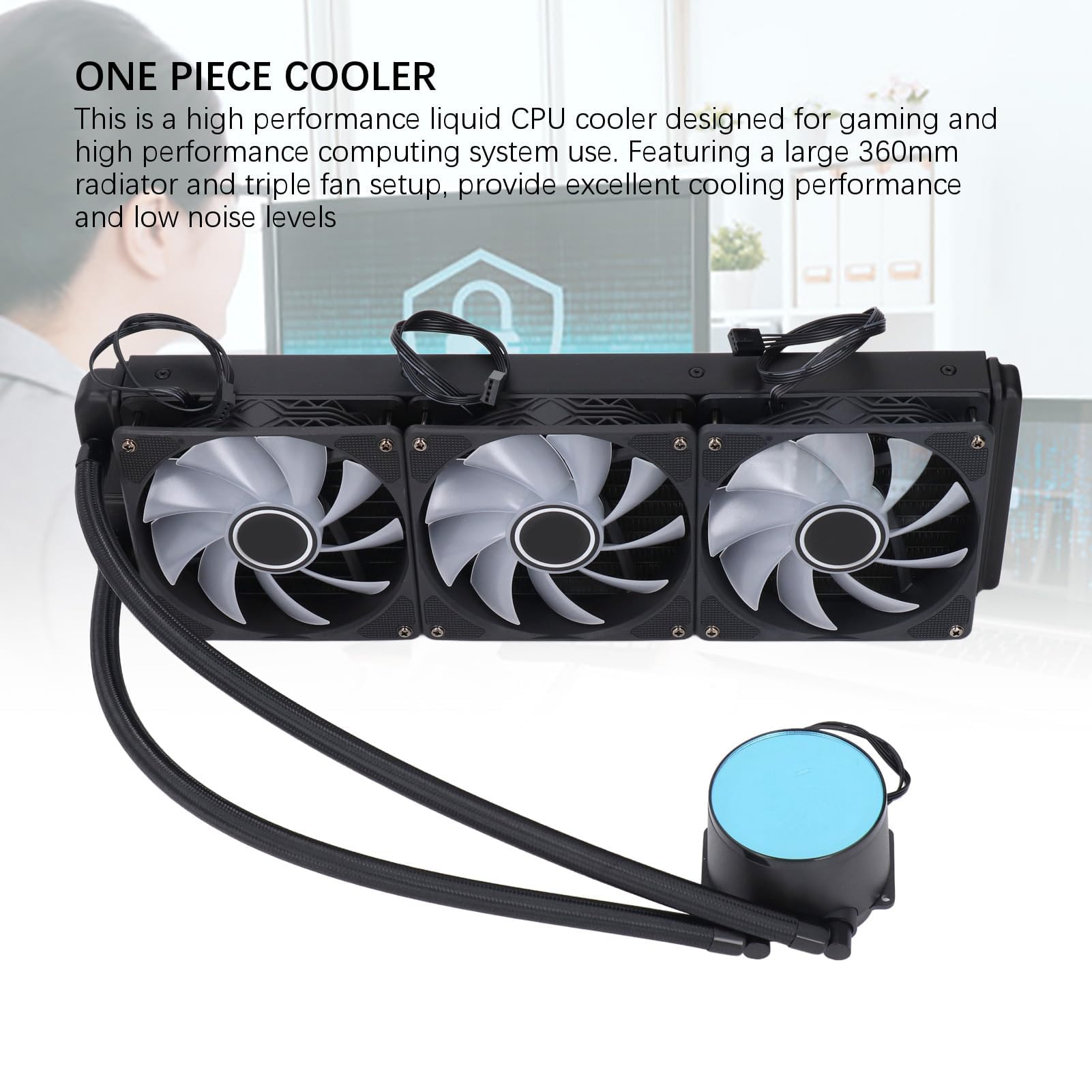 Ejoyous Chłodzenie Wodne Procesora AIO 360 Mm ARGB PWM z 3 Wentylatorami 120 Mm Cicha Pompa o Wysokiej Wydajności Poniżej 25 DBA dla LGA 1700/1200/AM5/AM4