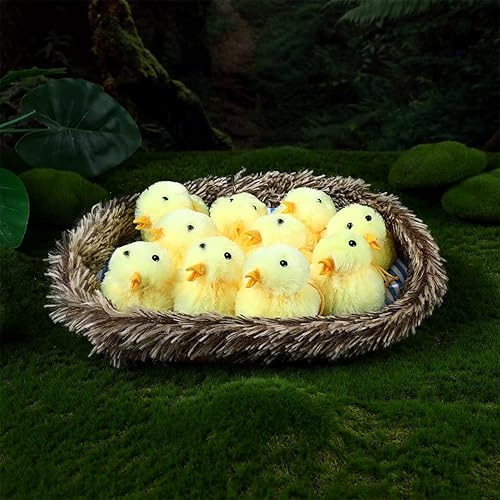 Miniatura 4 de Amosfun 11 pollitos decorativos para pollitos con nido, juguete de peluche, cesta de Navidad, sorpresa para niños