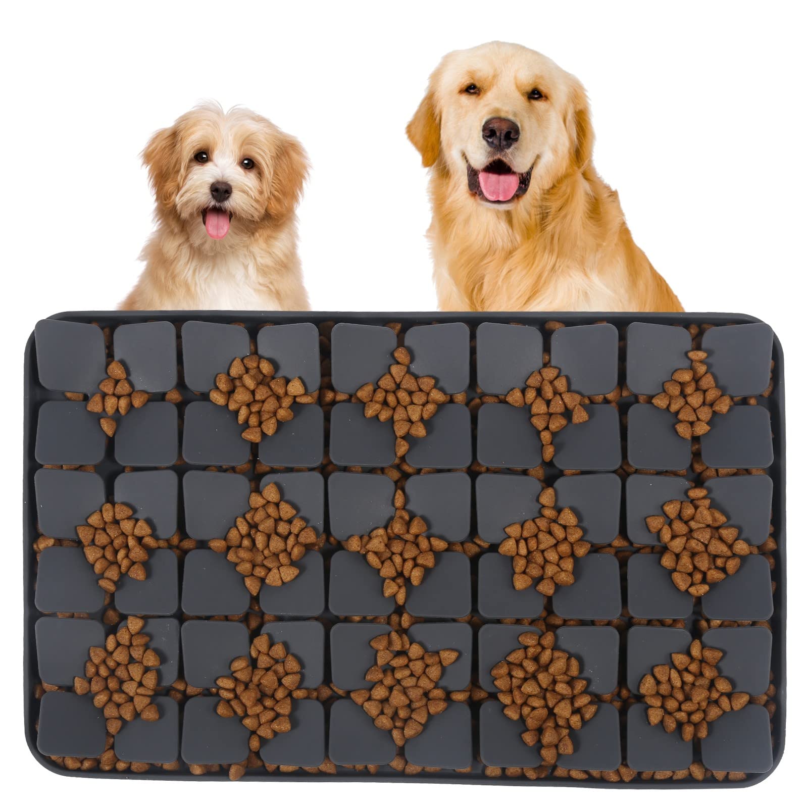 VOOWO Snuffle Mat for Dogs, Silicone Snuffle Mat Lick Mat for Dogs, Slow Feeder Dog Bowl, Dog Lick Mat, Dog Food Mat Slow Feeder Sniff Mat with Suction Cup for Small Medium Large Dogs (Gray, Medium)