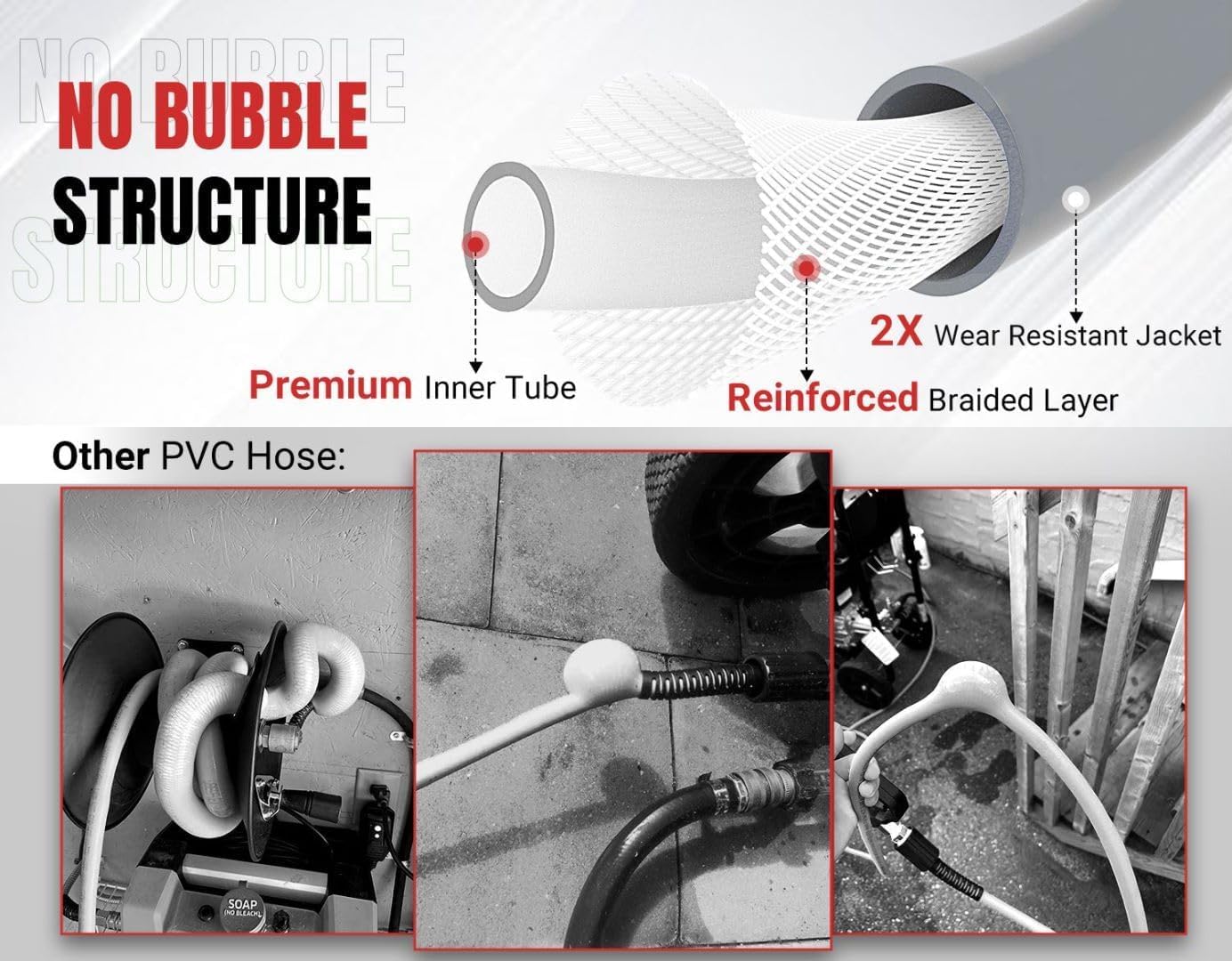 YAMATIC Super Flexible Pressure Washer Hose 25FT X 1/4" and 4000 PSI 3/8" Swivel Quick Connect & M22 Short Pressure Washer Gun