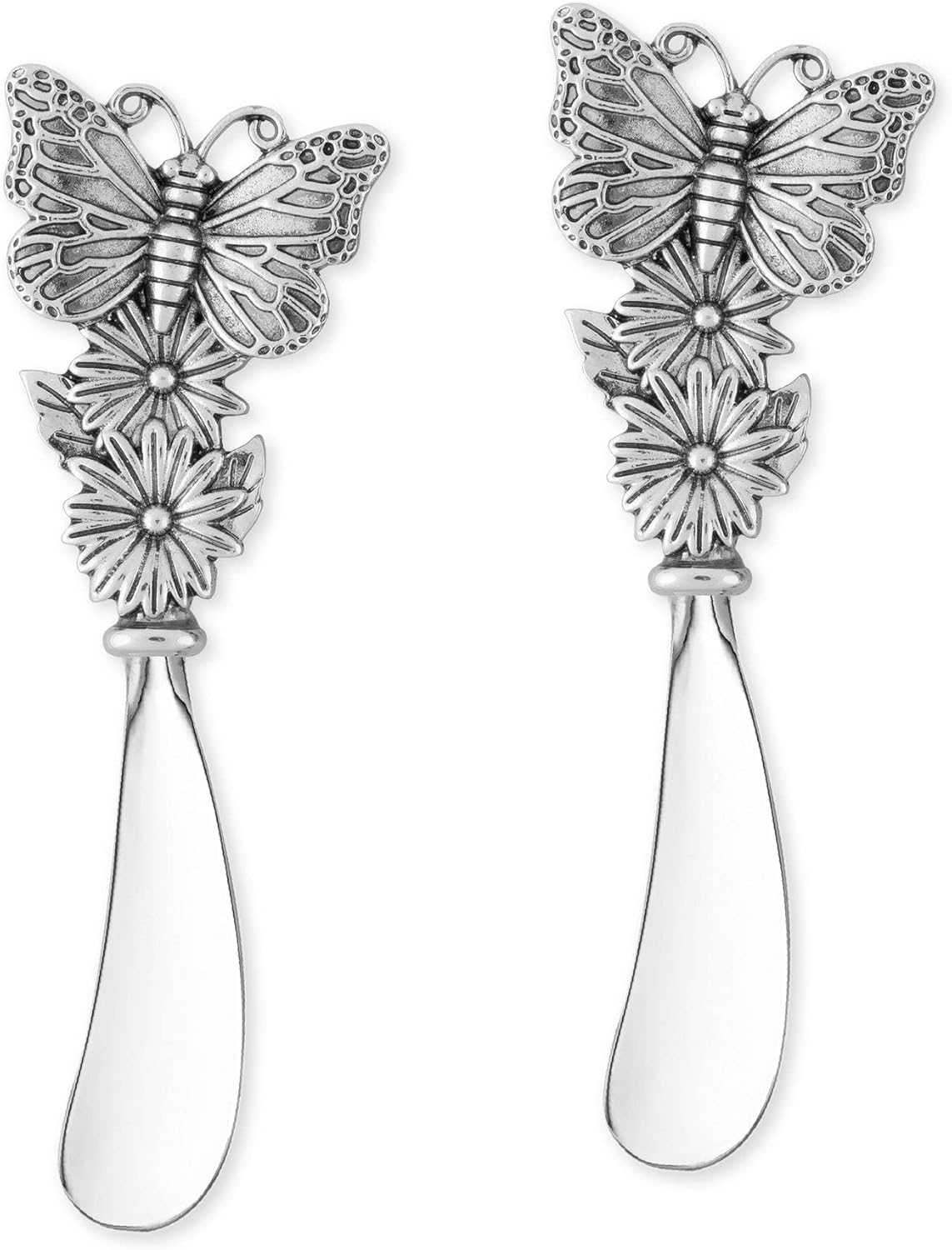 Supreme Housewares Blueberry Cheese Spreader Set, Zinc Alloy Butter Spreaders with Decorative Handles for Cheese, Cream, and Dips, Silver, 5 Inch, Set of 2