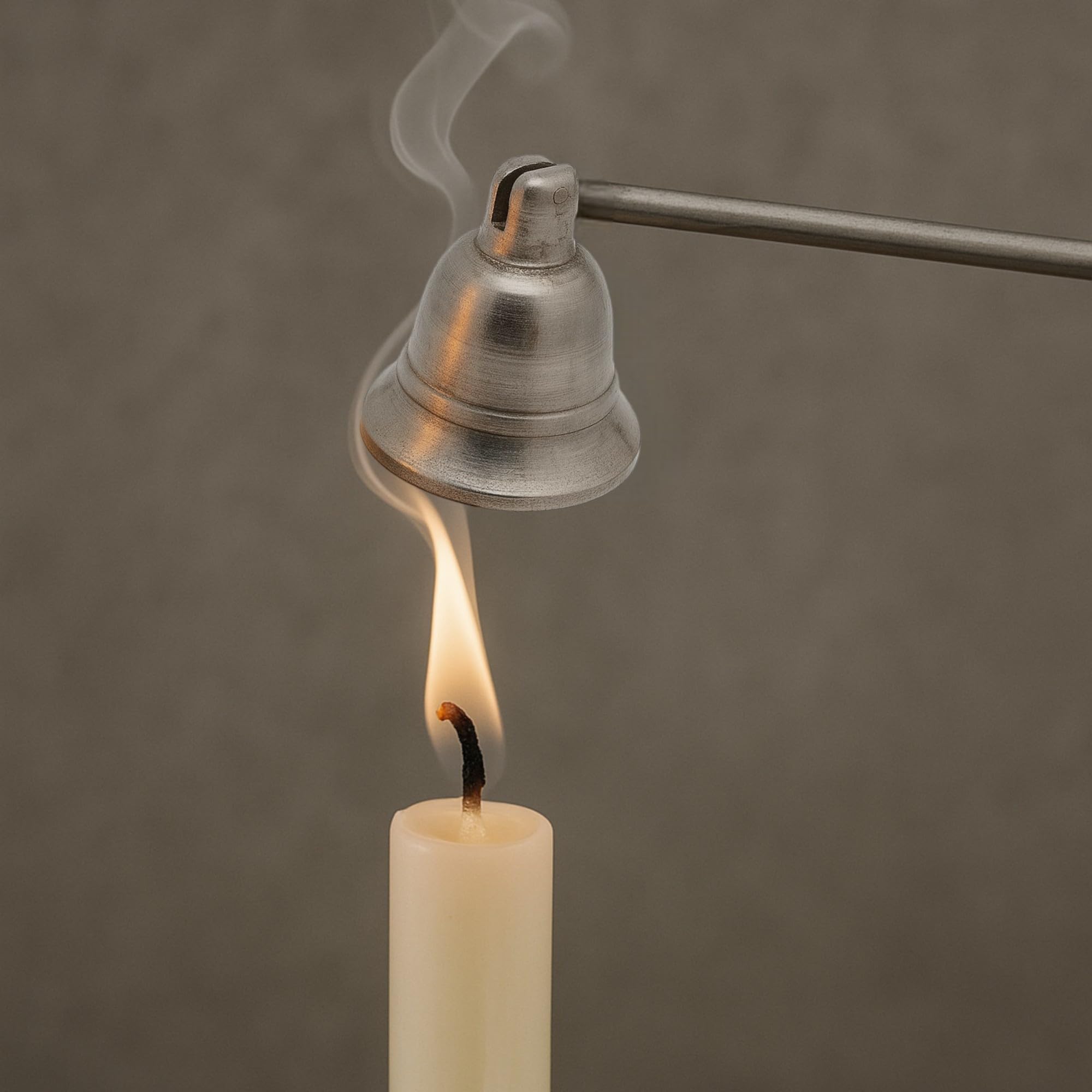 Estintore per candele, in metallo, con manico e snodo, strumento per candele, estintore per stoppini (argento – testa di cervo)