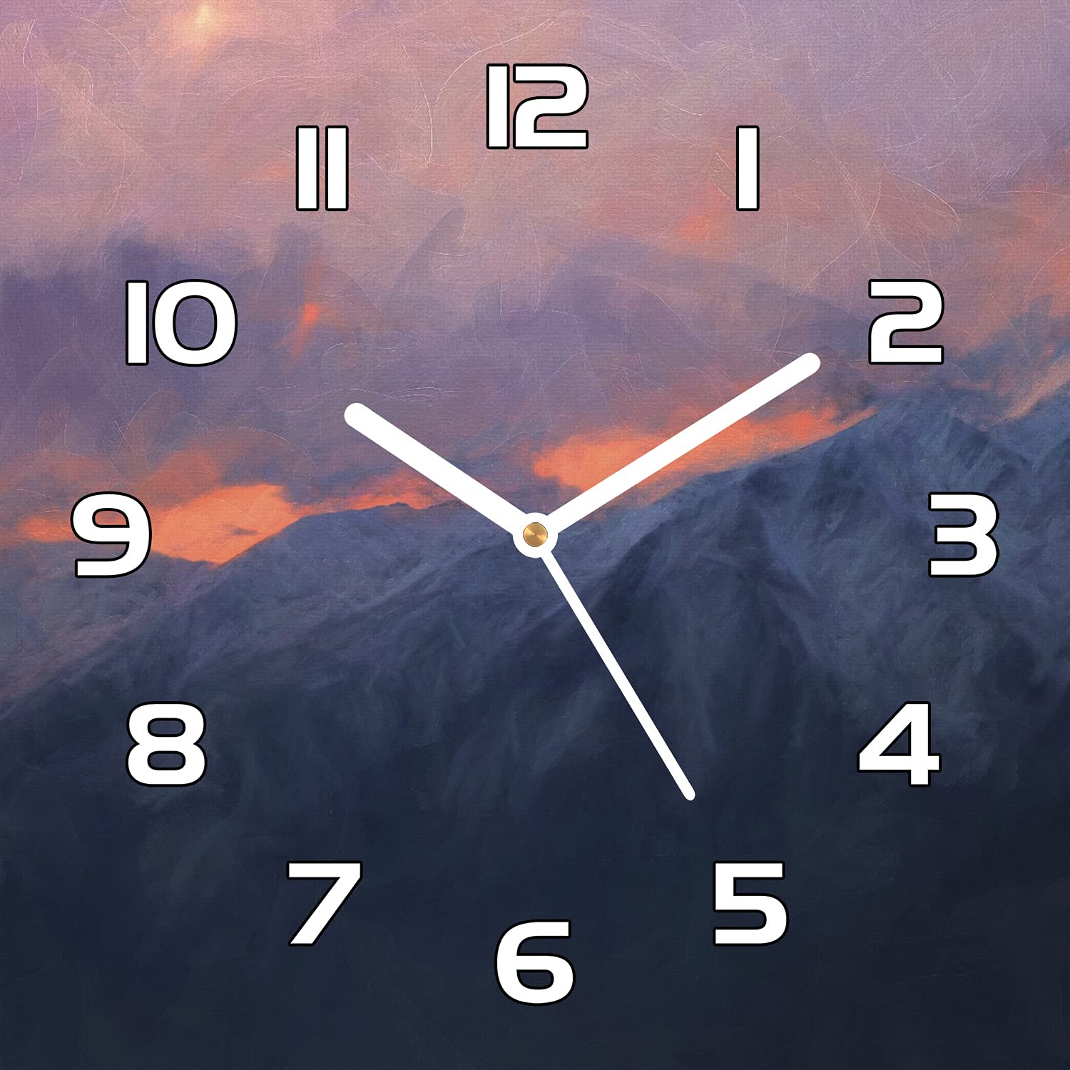 Horloge en verre cuisine salon murale moderne 30x30 paysage soir