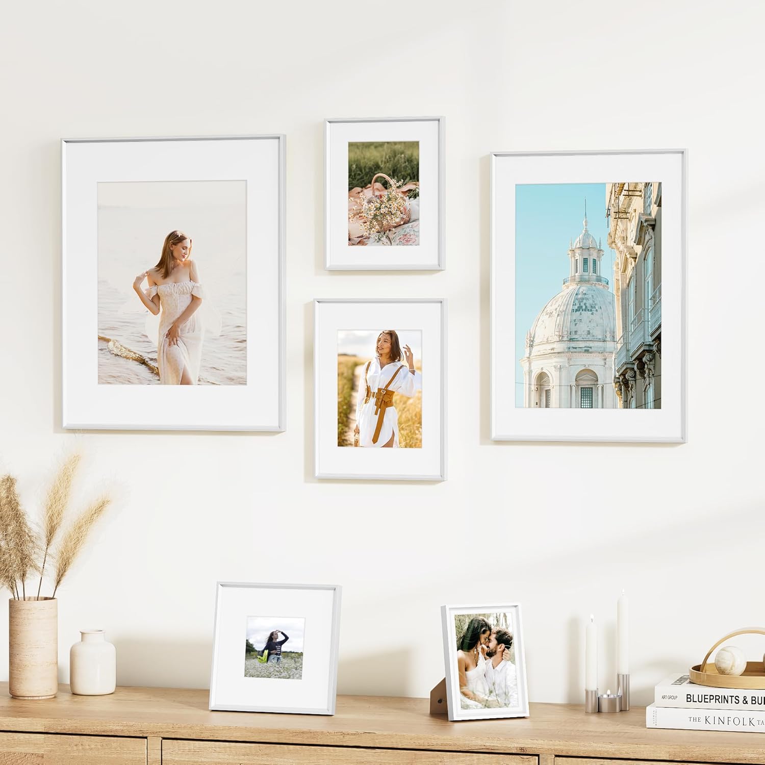 FLYJOE 16x16 Frame|16 x 16 Square Picture Frame Gold with Mat for 12x12|16x16 Metal Aluminum Picture Photo Frames for Wall with Tempered Glass Hanging Hardwares Included, 1 Pack