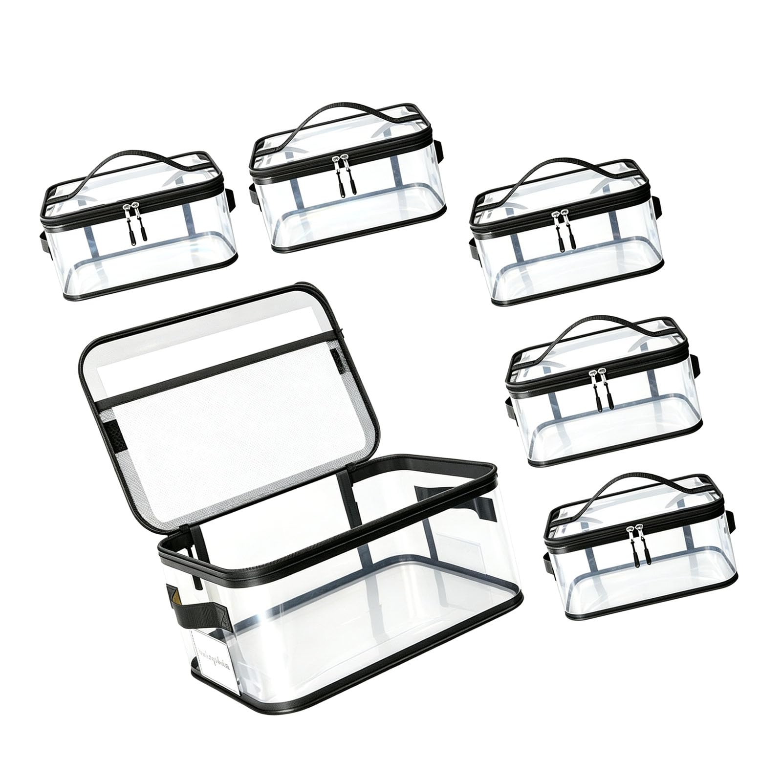 Bolsa organizadora de juguetes, juego de 6, bolsas de almacenamiento de PVC transparente con amplio acceso con cremallera, asas para clasificación en la habitación familiar, bolsa para estante de sala