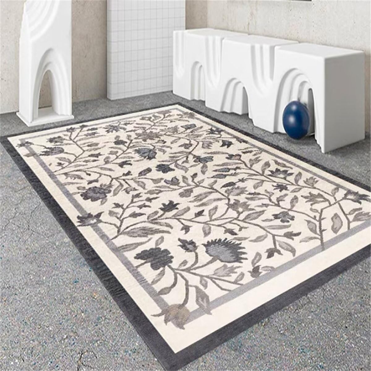Tapis moquette rectangulaire gris 200x300 pour jeux de voiture enfant
