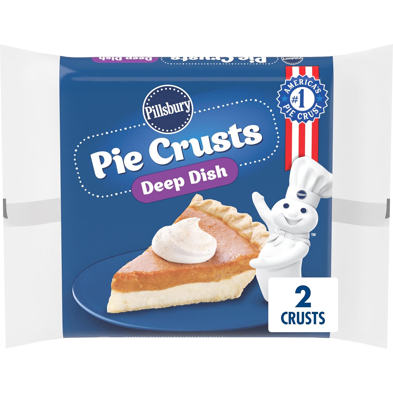 Pillsbury Frozen Pie Crust, Deep Dish, Two 9-Inch Pie Crusts and Pans, 2 Ct, 12 oz
