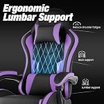 Chaise de jeu avec repose-pieds, chaise de jeu ergonomique style course réglable hauteur haut-arrière PC Chaises d'ordinateur, Chaises de jeu vidéo avec siège pivotant à 360° et appuie-tête, violet noir