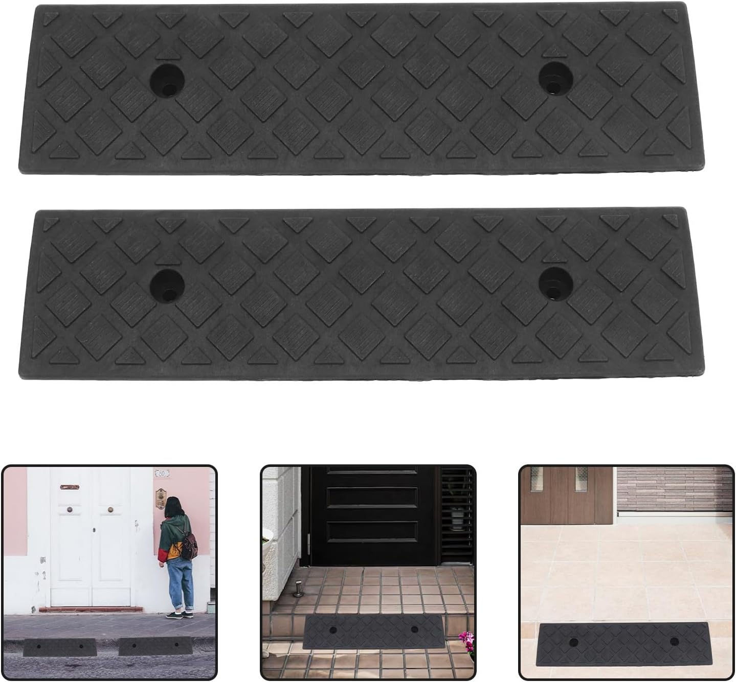 Toyvian 2pcs Car Wheel Ramps Threshold Ramps for Curb Driveway Lawn Mower ATV Use Black 50x13x4cm for Home and Garage