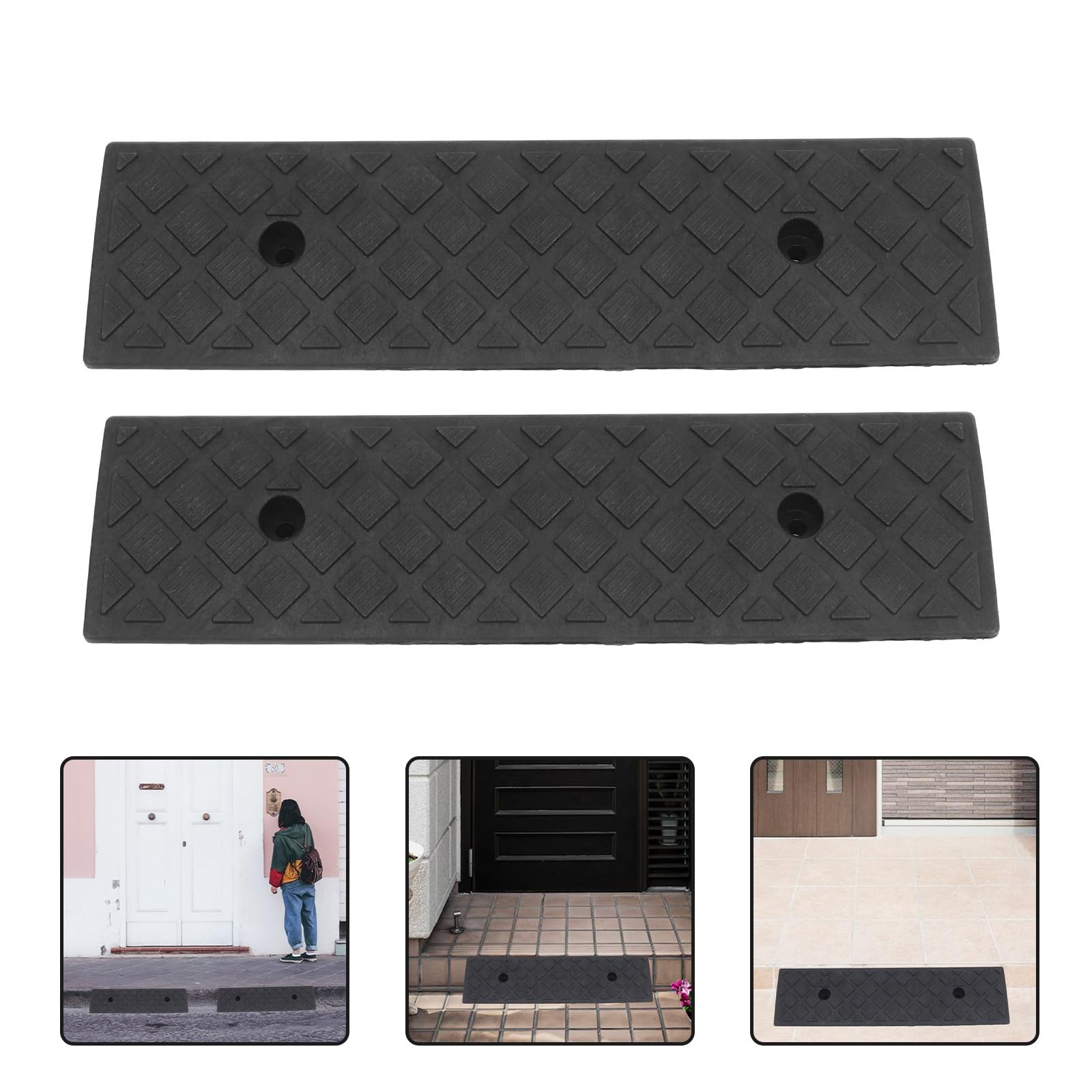 Rampas de Acceso para Vehículos 2 Piezas Plástico Negro 50X13X4 CM Antideslizantes para Uso en Garajes y Rampas de Bordillo para Sillas de Ruedas
