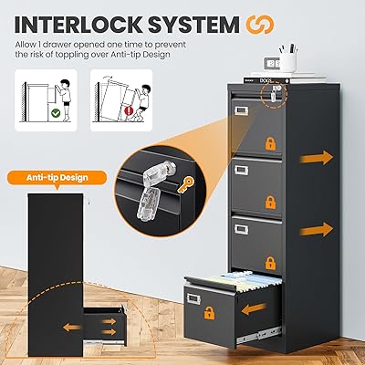 EcoHarbor 2 Drawer File Cabinet With Lock, Filing Cabinets For Home Office Metal Anti-Tilt - View #8
