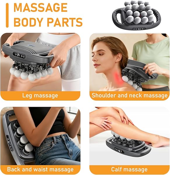 16-Head Massage Gun Deep Tissue Massager, Portable Back Massager with 9 Modes & 9 Intensities, 16-Head Wide Coverage, 50kg Deep Pressure, for Neck, Back, Shoulders, Legs (Basic) - 5