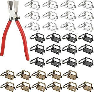 45Pack Key Fob Hardware 1 Inch 1Pcs Key Fob Glass Running Pliers 3 Color Key Chain Fob Wristlet with Key Ring for Wristlet Keychain, Key Lanyard, Key Chain Making Hardware Supplies