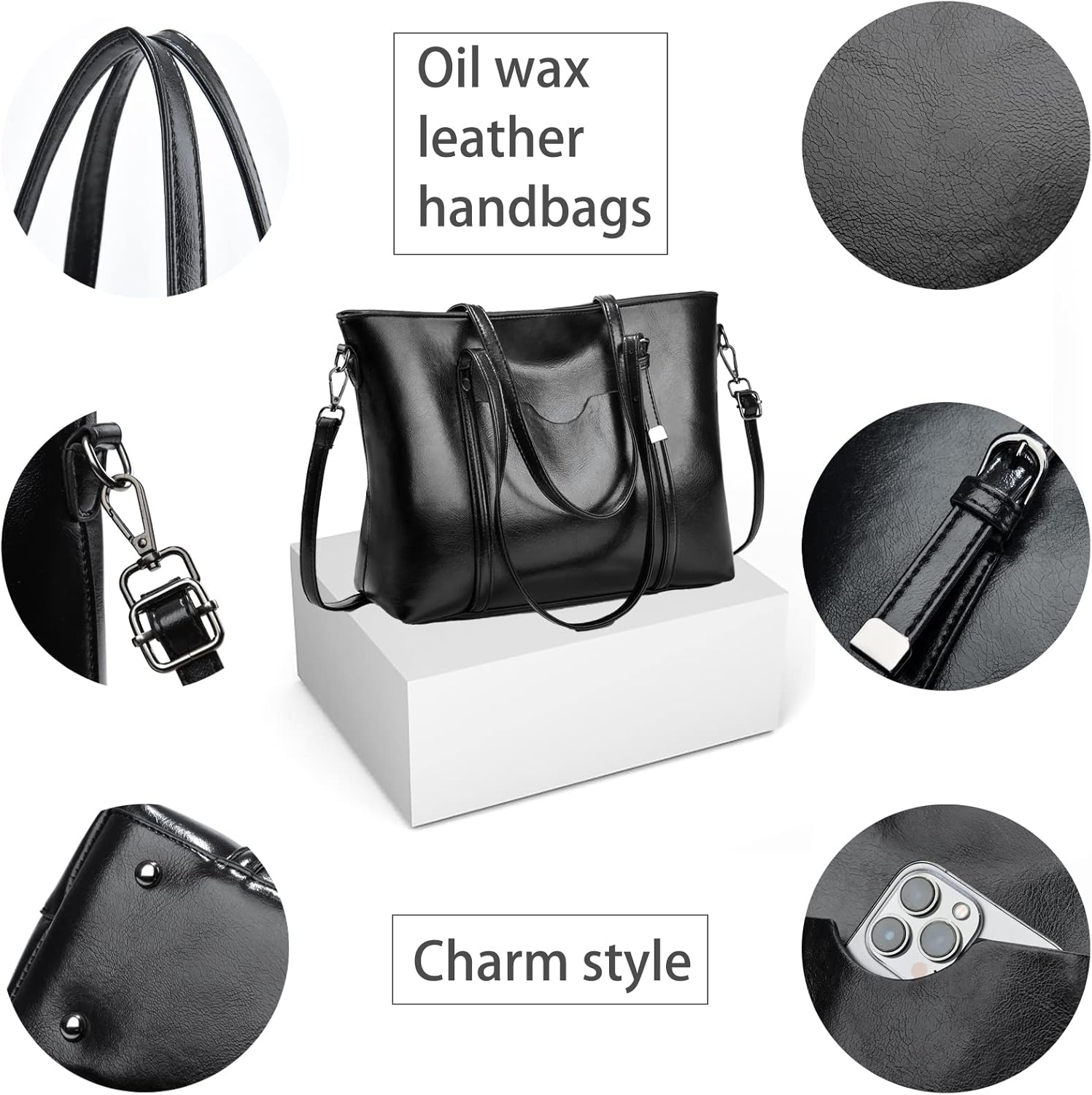 LoZoDo 2.0 Purses for Women Tote Bag Top Handle Satchel Handbags Shoulder Bags Tote Purse 1-ablack