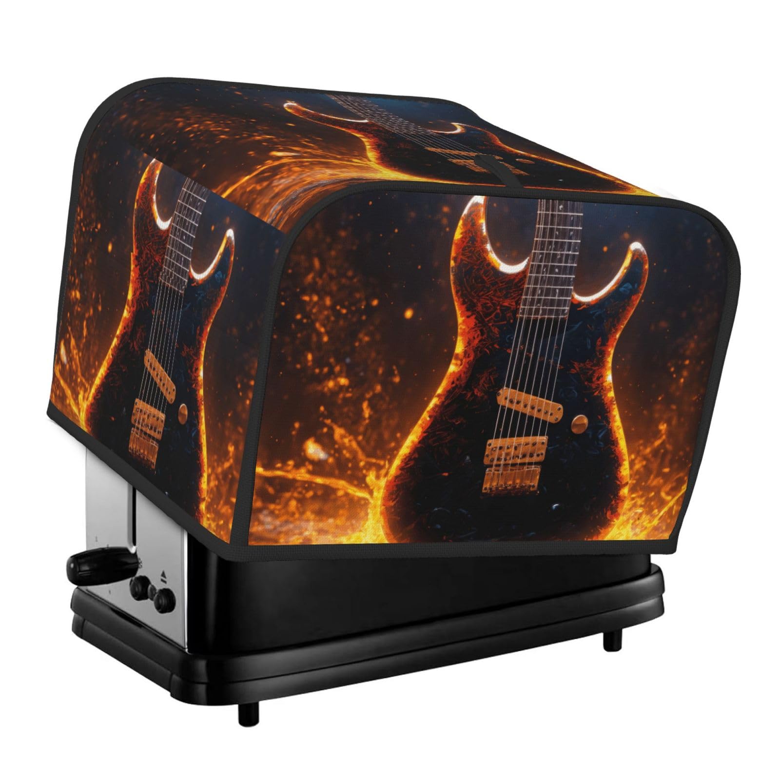 Electric Guitar Print 4-Slice Toaster Cover Dustproof Waterproof Kitchen Appliance Protector For Bread