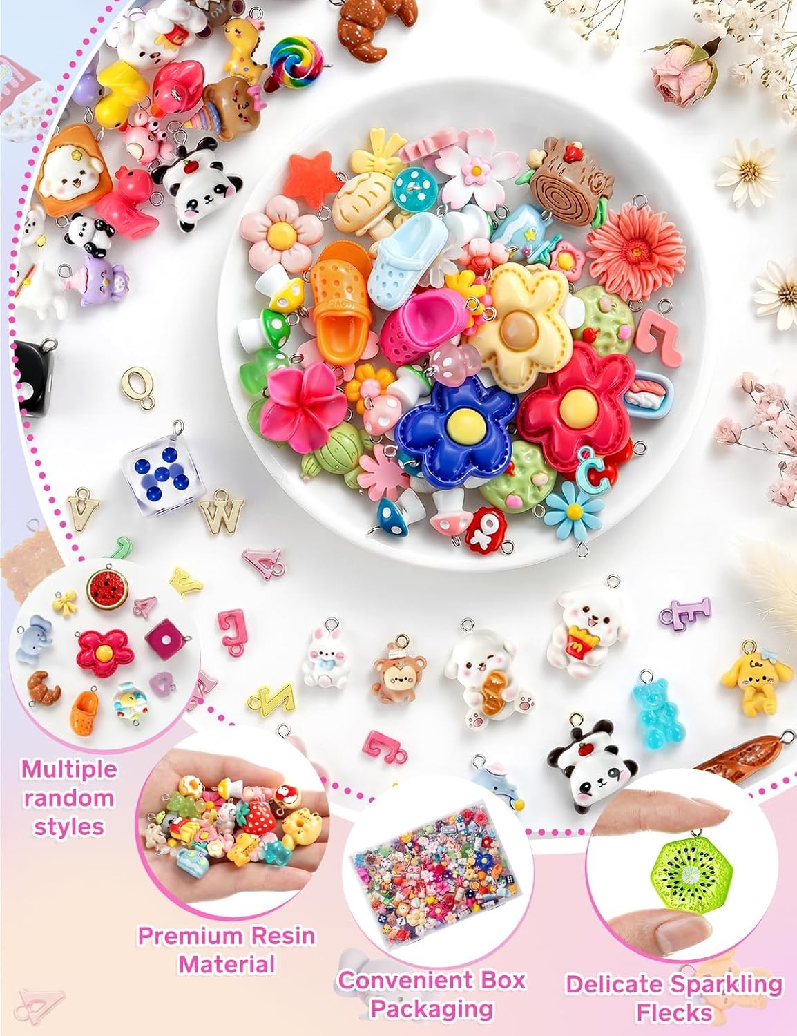DIY Cute charms for bracelets Resin Charms for DIY Keychain &Jewelry Making